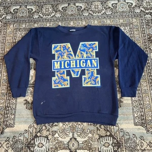 Vintage 90s Michigan Wolverines Crewneck Sweatshirt XL Paisley College Rare - Picture 1 of 13