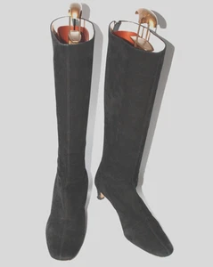 HOBBS London Ladies Black Suede Knee High Kitten Heel Boots UK 4 EU 37 - Picture 1 of 9