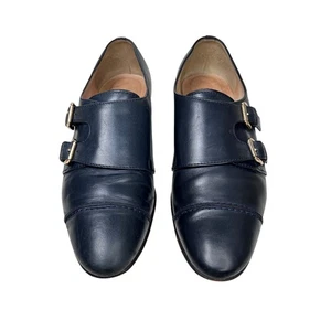 J. Zapatos Mocasines de Cuero Italiano Crew Collection Monk Correa Negro Talla 6.5 - Imagen 1 de 10