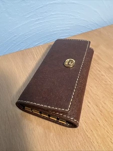 GUCCI Micro GG Logo 4-Ring Key Case Wallet Brown Gold Stitching - Small Flaw - Picture 1 of 9