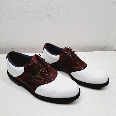 Footjoy Dry Ice Mens Size 10M White/ Brown Leather Golf Shoes, Style 59972 - Image 1 of 4