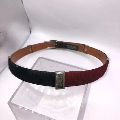 Cinturón de cuero Brighton para mujer mediano grande 32 multicolor pelo de becerro conchos plateados Foto 1 de 4