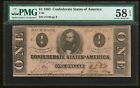 1863 $1 Confederate States of America T-62 - PMG 58 EPQ - GORGEOUS NOTE!