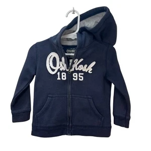 OshKosh Baby Hoodie 18M Navy Zip Jacket Y2K Retro Style Toddler Everyday Wear - Picture 1 of 19