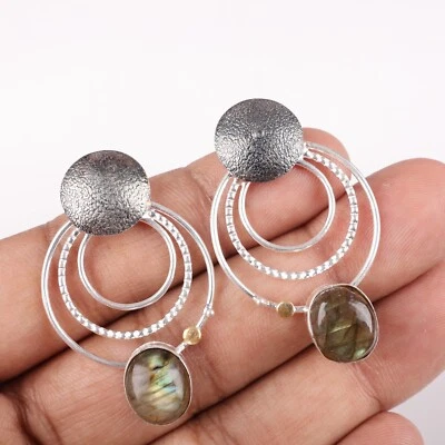 Labradorite Gemstone 925 Sterling Silver Earring Handmade jewelry Earring Gift - Image 1 of 3