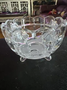 FTD Floral Glass Footed Candy Dish Clear with Frosted Flowers. - Picture 1 of 3