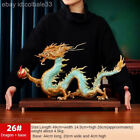 49cm 20" Miedź Mosiądz Kolor malowany Chiny smok posąg