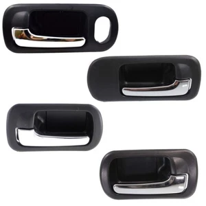 Front Rear Inside Door Handles Set Black Chrome for 01-05 Honda Civic Sedan 4DR - Picture 1 of 11
