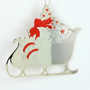 Vintage AVON Fine Collectibles 1991 Silverplate Christmas Ornament Sleigh Ride  - Picture 1 of 2