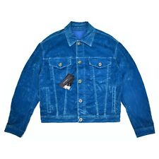 NWT $2195 Versace Mens Blue Velvet Gold Medusa Button Trucker Jacket M AUTHENTIC