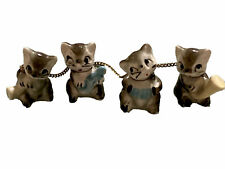 Antique 4 Anthropomorphic Cats Musical Band Porcelain Figurines Miniatures CUTE!