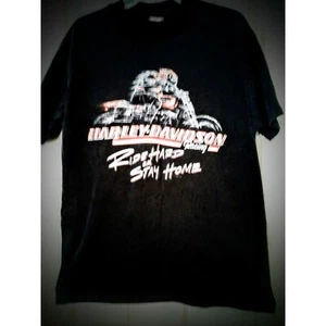 Harley Davidson Ride Hard Or Stay Home Vintage Shirt. Size Large RK Stratman.Inc - Picture 1 of 5