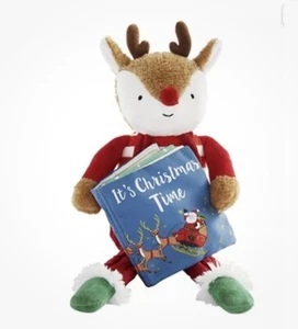 Mud Pie Kids Minky Soft Reindeer Plush Toy & Cloth Book Magic Of Christmas - Picture 1 of 2