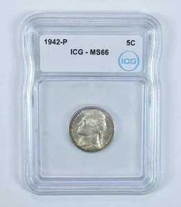 1942-P Jefferson Nickel MS66 ICG *5461 - Picture 1 of 5