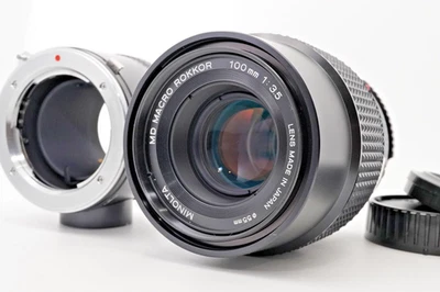 [MINT] MINOLTA MD Macro Rokkor 100mm F3.5 Close-Up Lens w/ 1:1 Tube From JAPAN - Image 1 of 4
