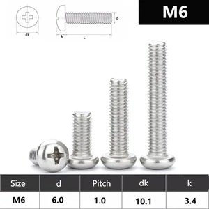 M6 (6mmØ) POZI CABEZA PAN TORNILLOS MÁQUINA POZI PERNOS DE ACCIONAMIENTO A2 ACERO INOXIDABLE - Imagen 1 de 6