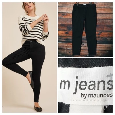 M Jeans By Maurices Jegging Size Large Short 12/14 Black Denim Stretch  - Image 1 of 4