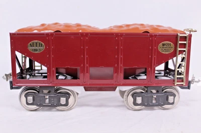 MTH Tinplate 10-1130 Maroon with Brass Trim Ore Car #221 - No Box - Image 1 of 4