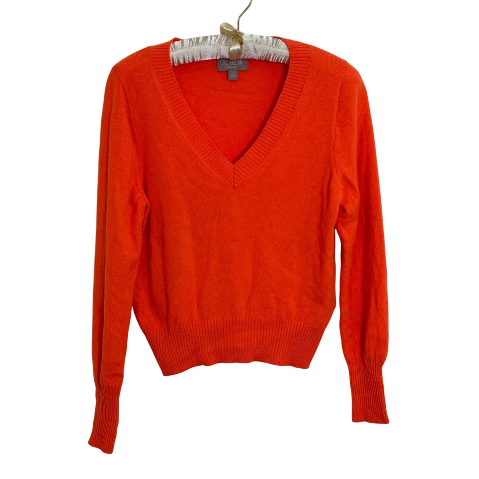 J. Suéter Suéter de Cachemira Cuello encogido Crew Talla S Guaraná Naranja Tejido Top Foto 1 de 4