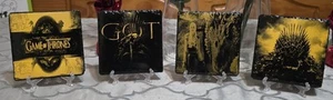 Benutzerdefinierte Game Of Thrones Lasergravierte Schiefer Untersetzer. Mit Aufsteller - 4er Set - Bild 1 von 5