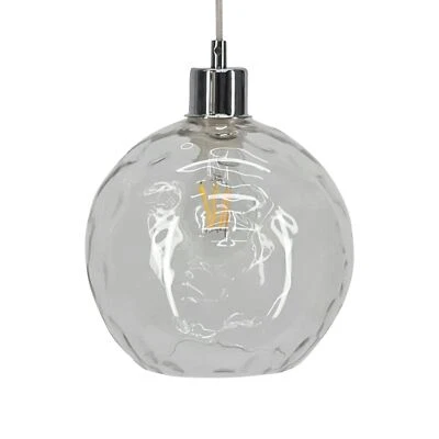 FIRSTCHOICELIGHTING Modern Clear Dimpled Glass Globe Easy Fit Pendant Shade Ceiling Lightshade