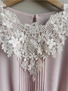 Elegant Ursula of Switzerland Vintage 80’s Pleated Chiffon Lace Dress Size 7/8 - Picture 1 of 5