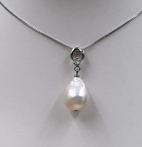 13x16 mm charming new white Baroque Reborn keshi pearl necklace 18" D11 - Picture 1 of 3