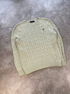Rare Y2K Polo Ralph Lauren Cable Knit Sweater Gray Old Money Size M - Picture 1 of 9