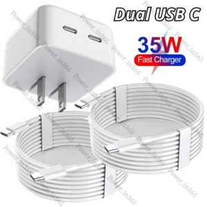 35W Dual USB C Power Adapter Block Type C Fast Charger Cord For iPhone 15 16 Pro - Picture 1 of 15