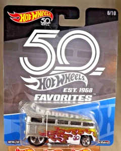 2018 Hot Wheels 50 HW Favorites 6/10 VOLKSWAGEN T1 DRAG BUS Silver w/Real Riders - Picture 1 of 6