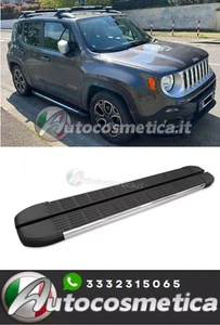 PEDANE LATERALI NERE IN ALLUMINIO PER JEEP RENEGADE SUV PROFILO NERO CROMO - Photo 1/10