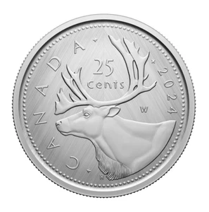 2024 CANADA 25 cent W mint mark with caribou logo ~ 99.99% silver - Picture 1 of 3