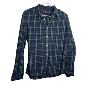 Untuckit Hemd Herren Medium kariert blau Knopfleiste Langarm Kragen - Bild 1 von 9