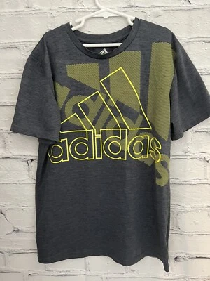 Adidas серый Activewear футболка желтый логотип графический EUC мальчика размер M (10/12) - Изображение 1 из 4