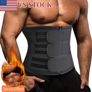 Mens Sauna Sweat Waist Trainer Corset Belt Weight Loss Body Shaper Shapewear - Picture 1 of 48