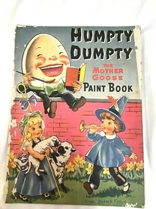Vintage Large Jumbo Children's Child Humpty Dumpty The Mother Goose Paint Book - Picture 1 of 5