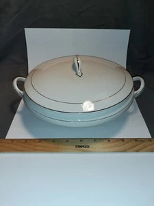 Vintage Edwin M. Knowles China Co. Ivory Gold Trim Covered Vegetable Bowl Tureen - Picture 1 of 18