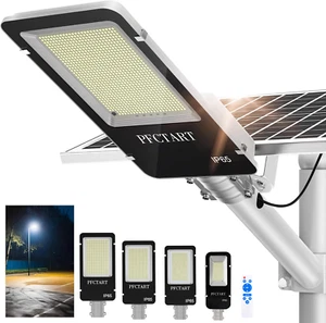 Commercial Solar Street Light Outdoor Dusk to Dawn Lamp Solar Power Flood Lights - Picture 1 of 25