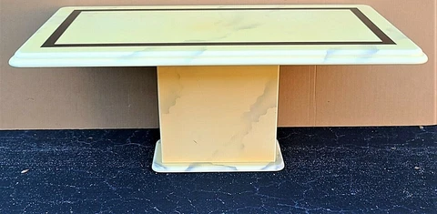 Vintage Lacquered Faux Goatskin Karl Springer Style Pedestal Dining Table Cover