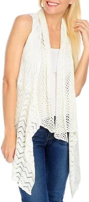 NUEVO Chaleco Suéter One World Tejido Mixto Cuello Enrollado Frente Abierto - Marfil - S, M, L Foto 1 de 2