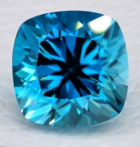 10.81cts EXQUISITE CALIBRATED 11mm CUSTOM CUSHION CUT RICH CARIBBEAN BLUE ZIRCON - Imagen 1 de 1