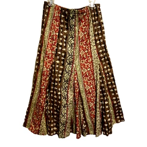 JM Collection Maxi Skirt Womens 12 Boho Western Fit and Flare 100% Cotton Lined - Picture 1 of 5