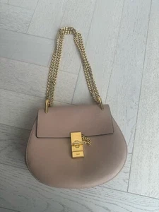 Chloe Drew Nude Pink Leather Shoulder Bag - Original Drew Bag With Thicker Chain - Picture 1 of 8