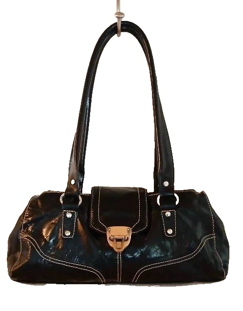 Bolso de Mano WILSONS CUERO Negro, Cierre de Latón 13 "x 3" Foto 1 de 4