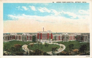 DETROIT MI HENRY FORD HOSPITAL c1930 VINTAGE POSTCCARD 100125 U - Picture 1 of 2