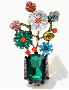 Broche Florero Estilo Vintage Lujo Cristal Verde, Alta Gama De Moda - Imagen 1 de 3