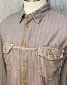 Ryan Michael Shirt Brown Silk Cotton Western Button Up Long Sleeve Size Large - Picture 1 of 6