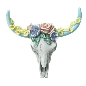 3X (Colgante de pared de calavera de vaca suculentas flor cabeza de vaca estatuillas en miniatura7948 - Imagen 1 de 6