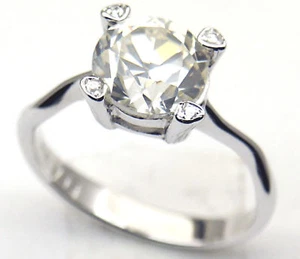 Anillo de plata de ley con circonita cúbica blanca chapado en rodio, #35 - Imagen 1 de 1