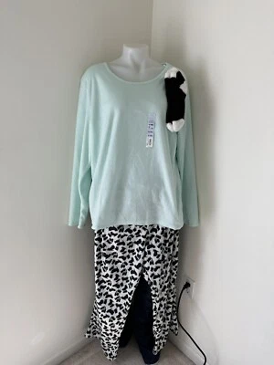 NUEVO Croft Barrow Mujer 2XL Pijama Conjunto y Azul Cuadros "piel sintética" NUEVO CON ETIQUETAS $40 Foto 1 de 4
